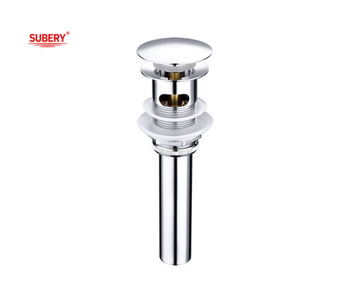 OEM クローム洗浄盆排水器 パイプストッパー付き バニティ廃棄物排水器 ポップアップ容器排水器 トイレの排水器